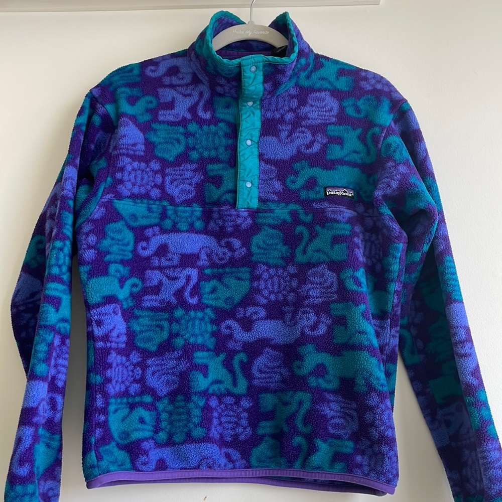 Vintage Patagonia Synchilla Snap-T Fleece Pullover reptile Mayan pattern